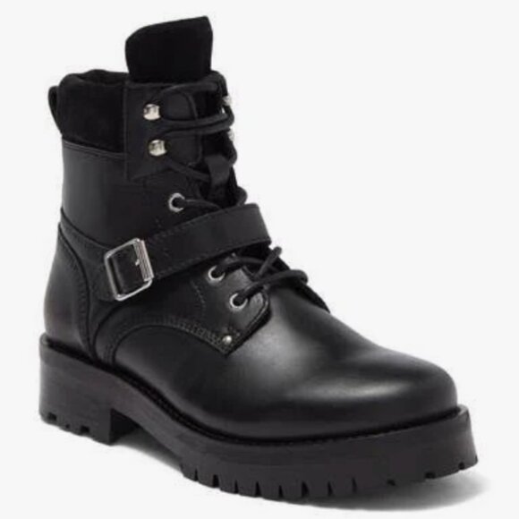 7.5 Allsaints Black Paulina Ankle Calf Boots - Black - Picture 1 of 8